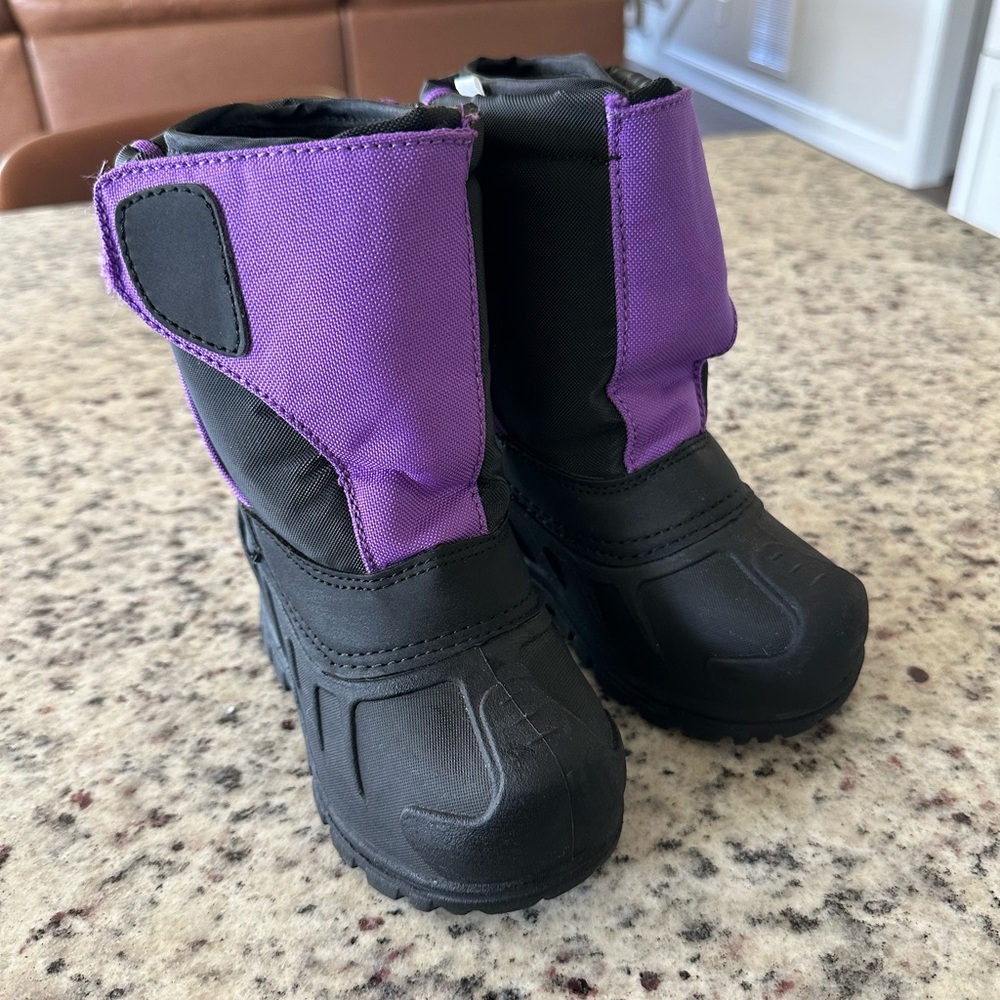 Itasca Kids Black and Purple Rain & Snow Boots